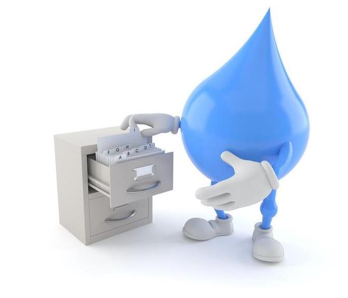 Blue water drop figure opening file cabinet